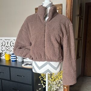 Women's Brown Teddy puffer Jacket